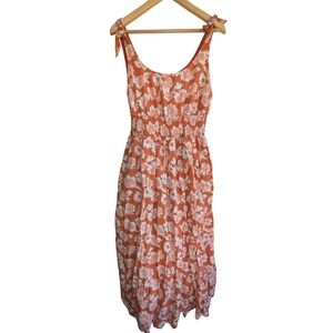 knee length dresses for ladies White Floral Midi Dress Corset Detail
